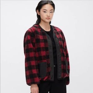Alpha Industries Sherpa Utility Liner Jacket Red Black Plaid Check